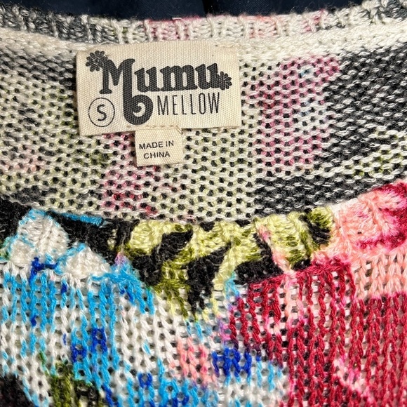 Show Me Your Mumu Floral Festibell Bell Sleeves Knit Sweater Size S Bohemian - Picture 5 of 7